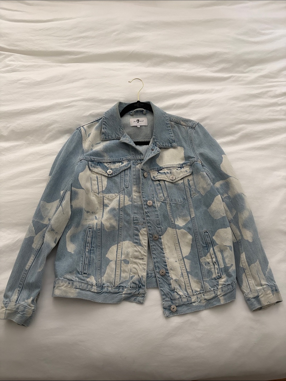 Light Blue Floral-Print Denim Jacket - Women LIKE NEW
